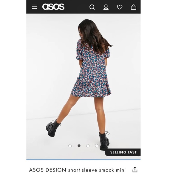ASOS Design short sleeve floral smock dress - Picture 4 of 8